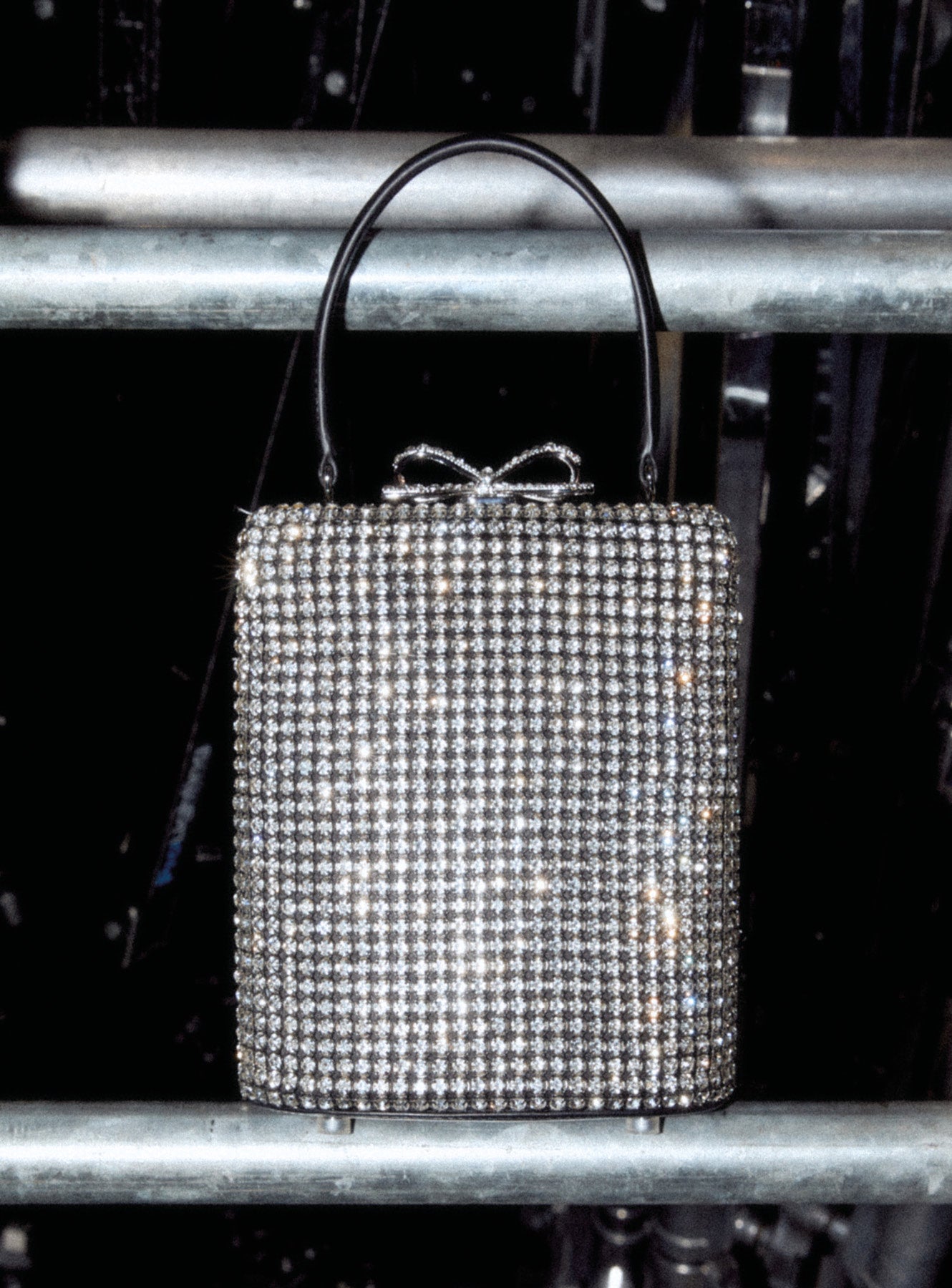 Silver Crystal Fishnet Bag