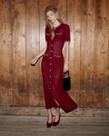 Burgundy Pearl Knit Midi Dress