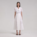 White Floral Chiffon Midi Dress