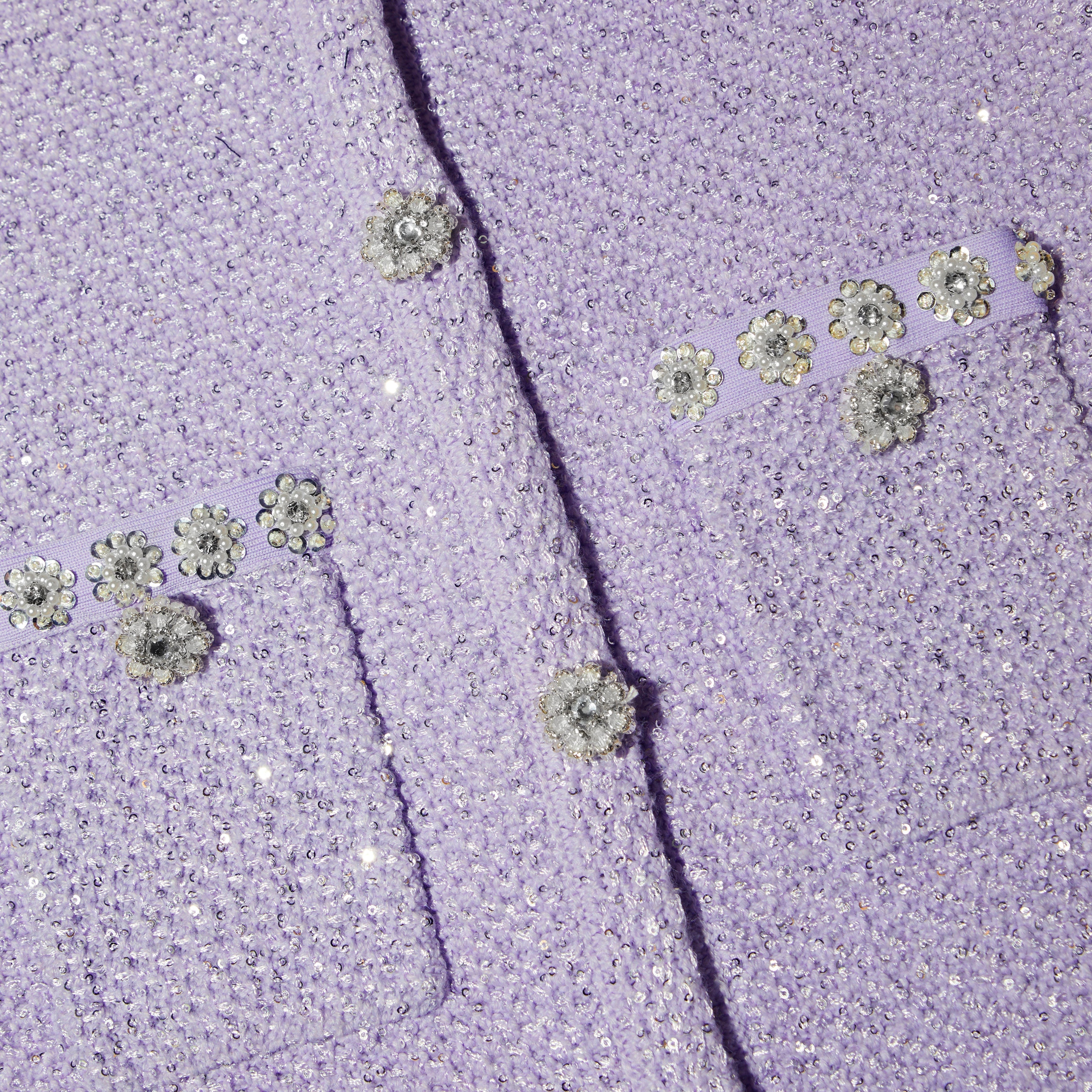 Lilac Sequin Knit Mini Dress
