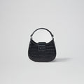 Black Croc Crescent Bow Micro Bag