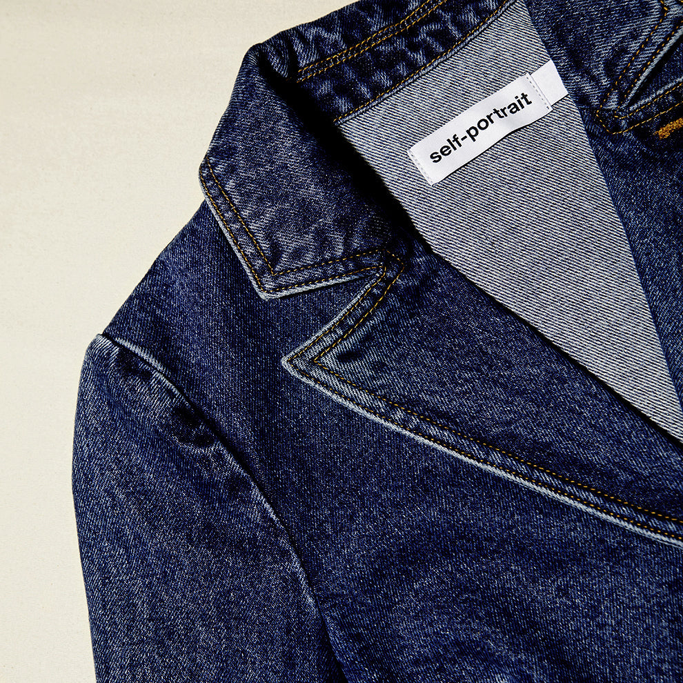 A close up of the fabric for the Cropped Denim Jacket