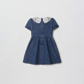 Lace Collar Denim Kids Mini Dress