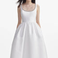 White Taffeta Diamante Midi Dress