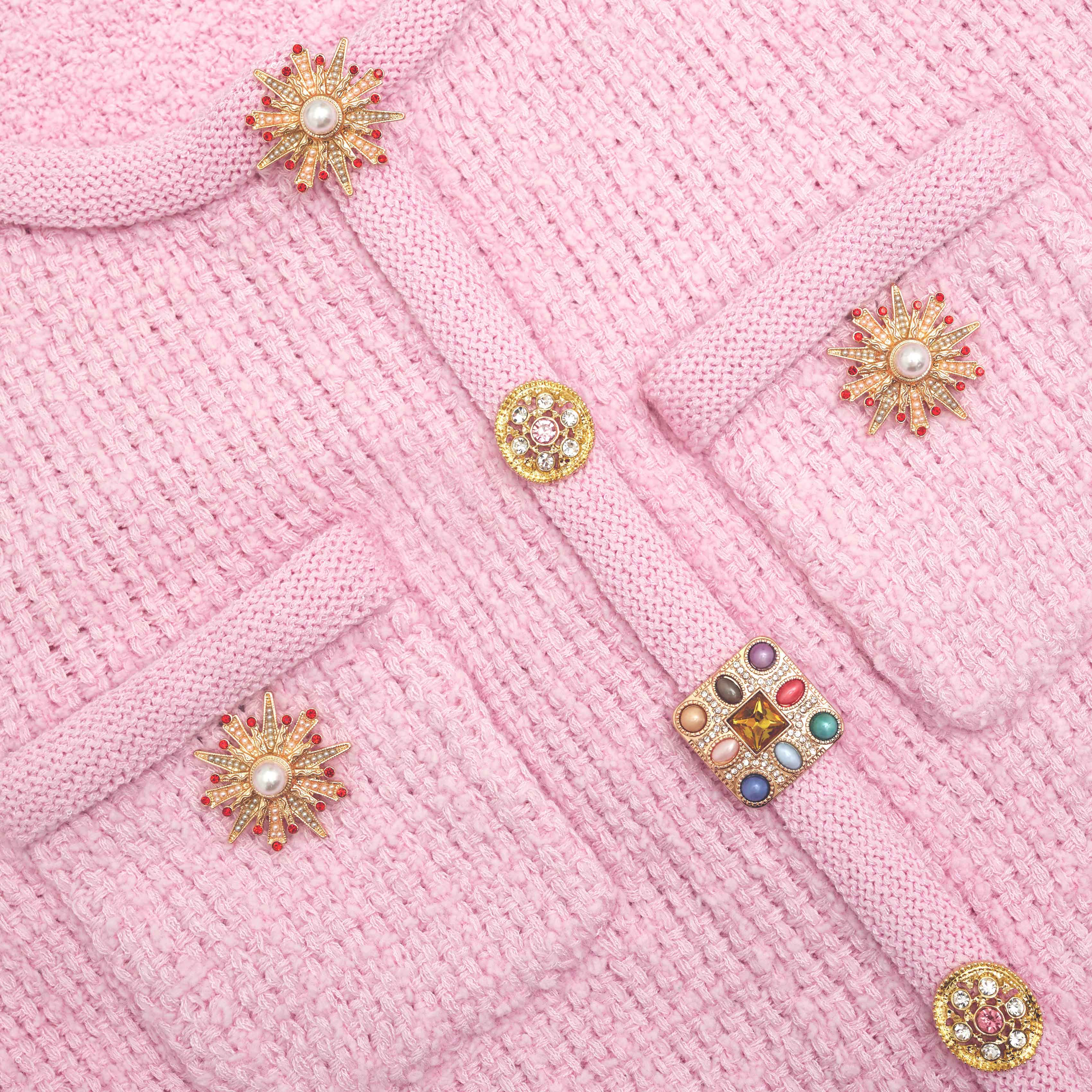 Pink Jewel Button Knit Top