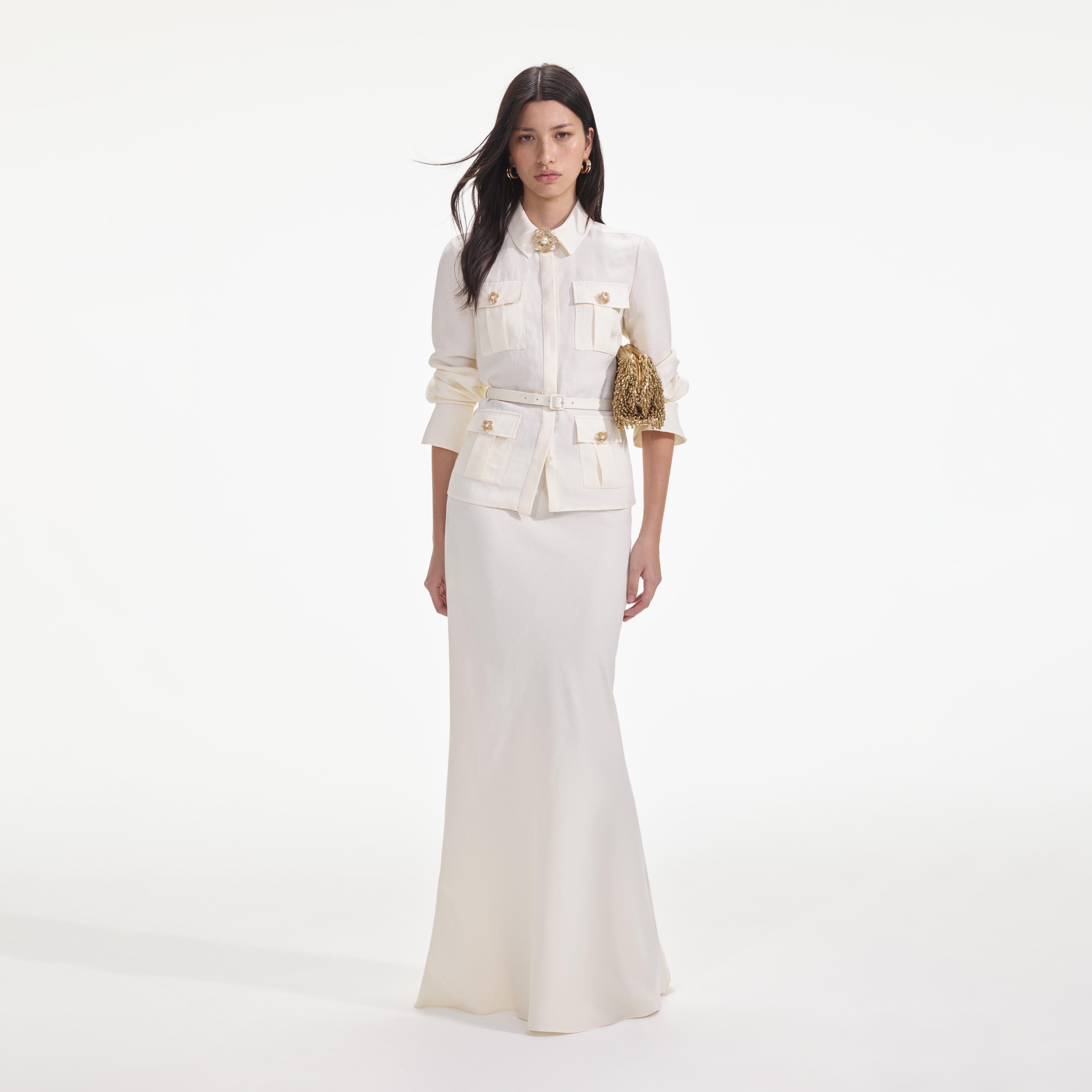 Cream Linen Maxi Dress