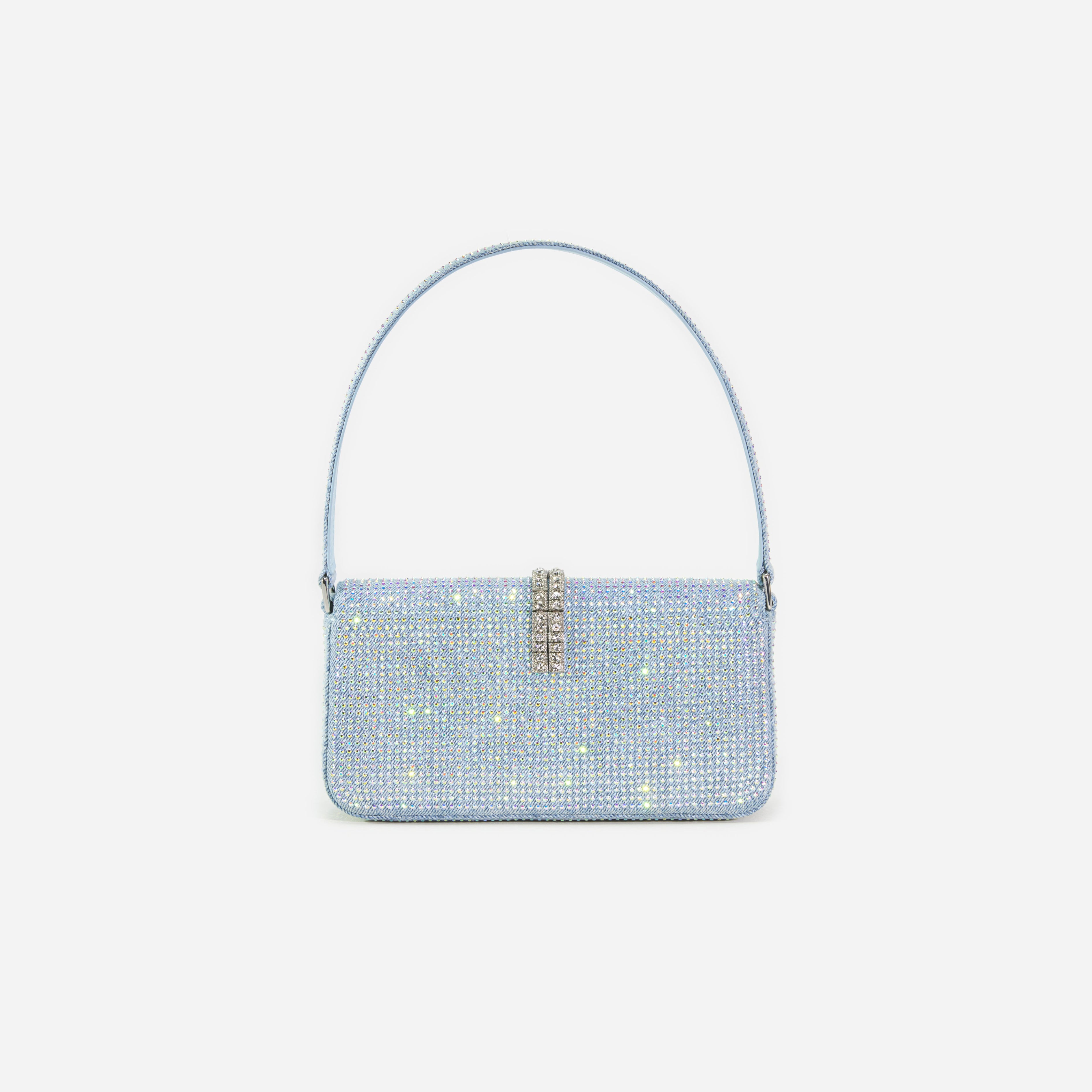 Blue Rhinestone Denim Shoulder Bag