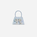 Blue Rhinestone Denim Micro Bow Bag