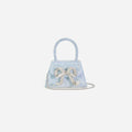 Blue Rhinestone Denim Micro Bow Bag