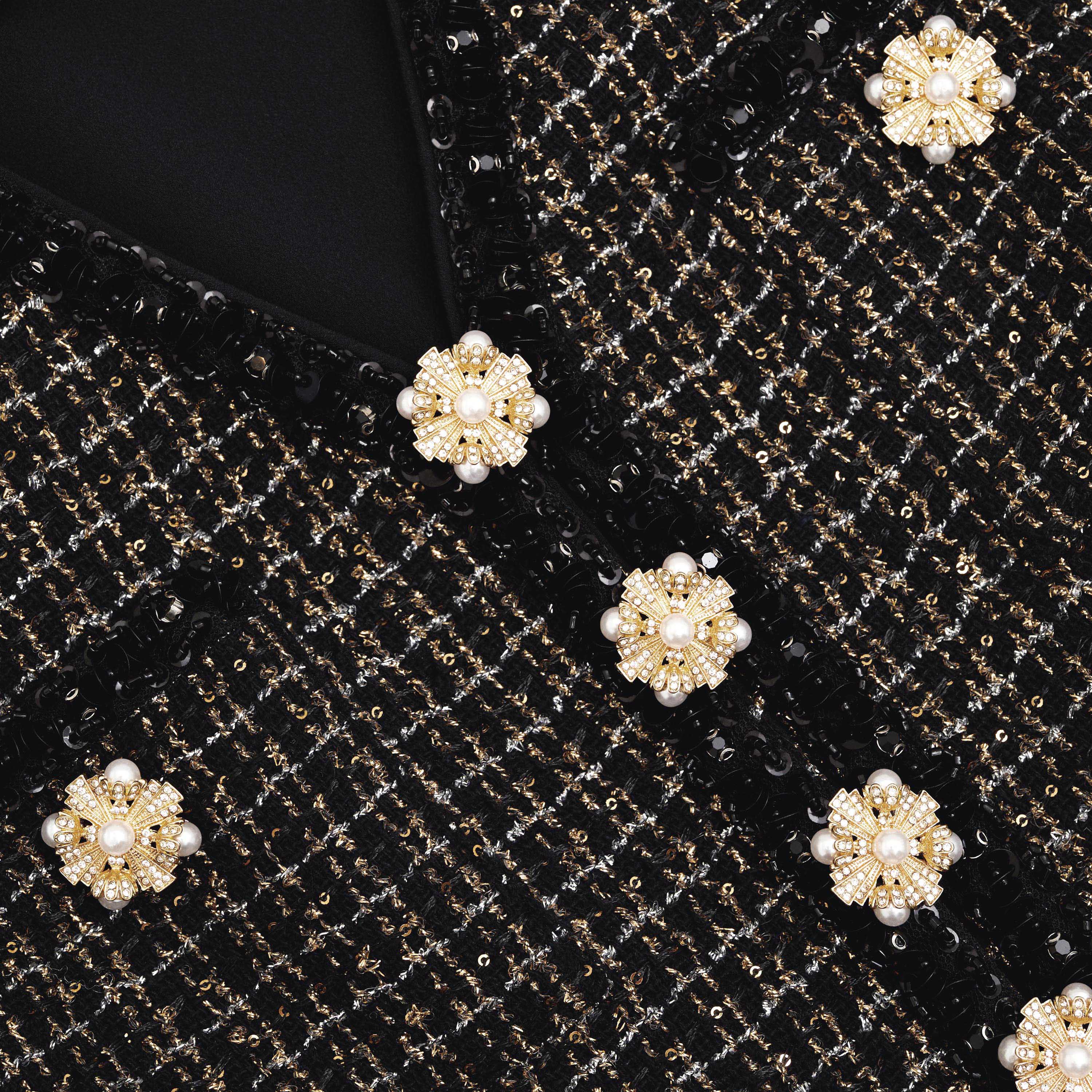 Black Boucle Chiffon Midi Dress