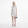 White Lace Diamante Mini Dress