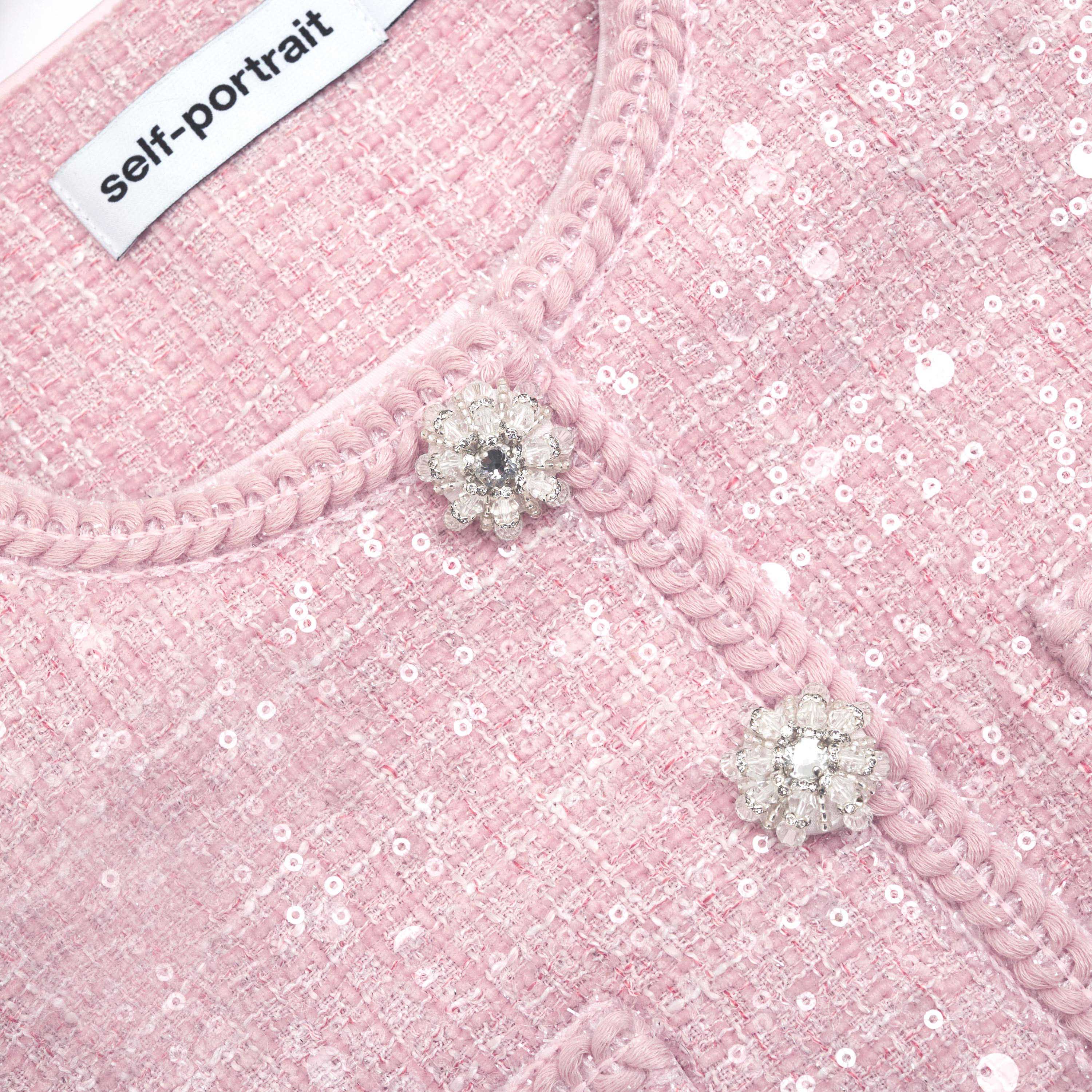 Pink Boucle Sequin Midi Dress