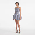 Navy Gingham Taffeta Mini Dress
