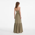 Beige Sleeveless Twill Maxi Dress