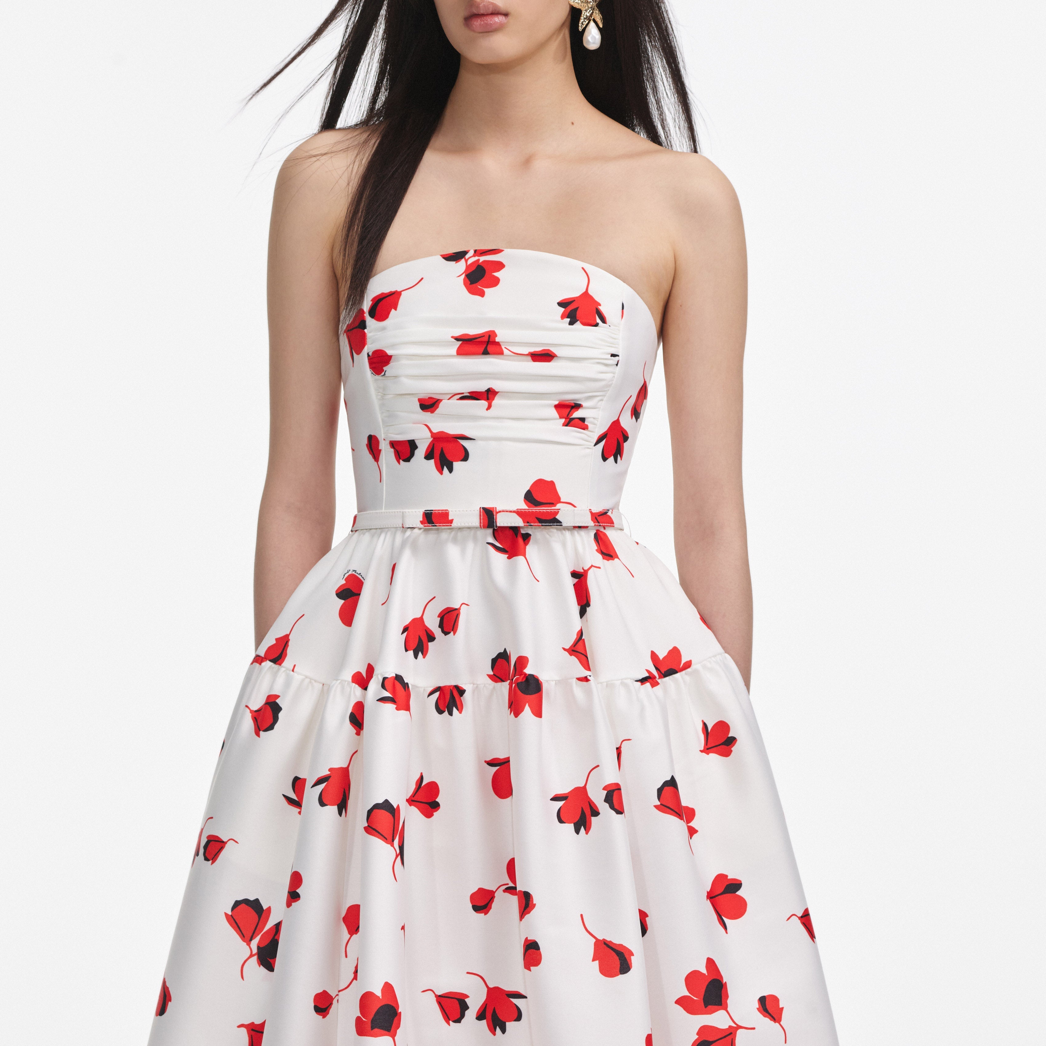 Floral Print Taffeta Midi Dress