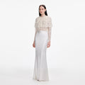 White Lace Cape Maxi Dress