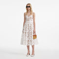 White Bow Embroidered Midi Dress