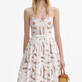 White Bow Embroidered Midi Dress
