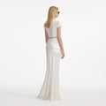Cream Taffeta Chain Belt Maxi Dress