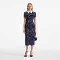 Navy Lace Contrast Collar Midi Dress
