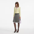 Yellow Boucle Contrast Collar Jacket