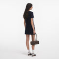 Navy Boucle Mini Dress
