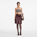 Burgundy Leather  Mini Skirt