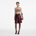 Burgundy Leather  Mini Skirt