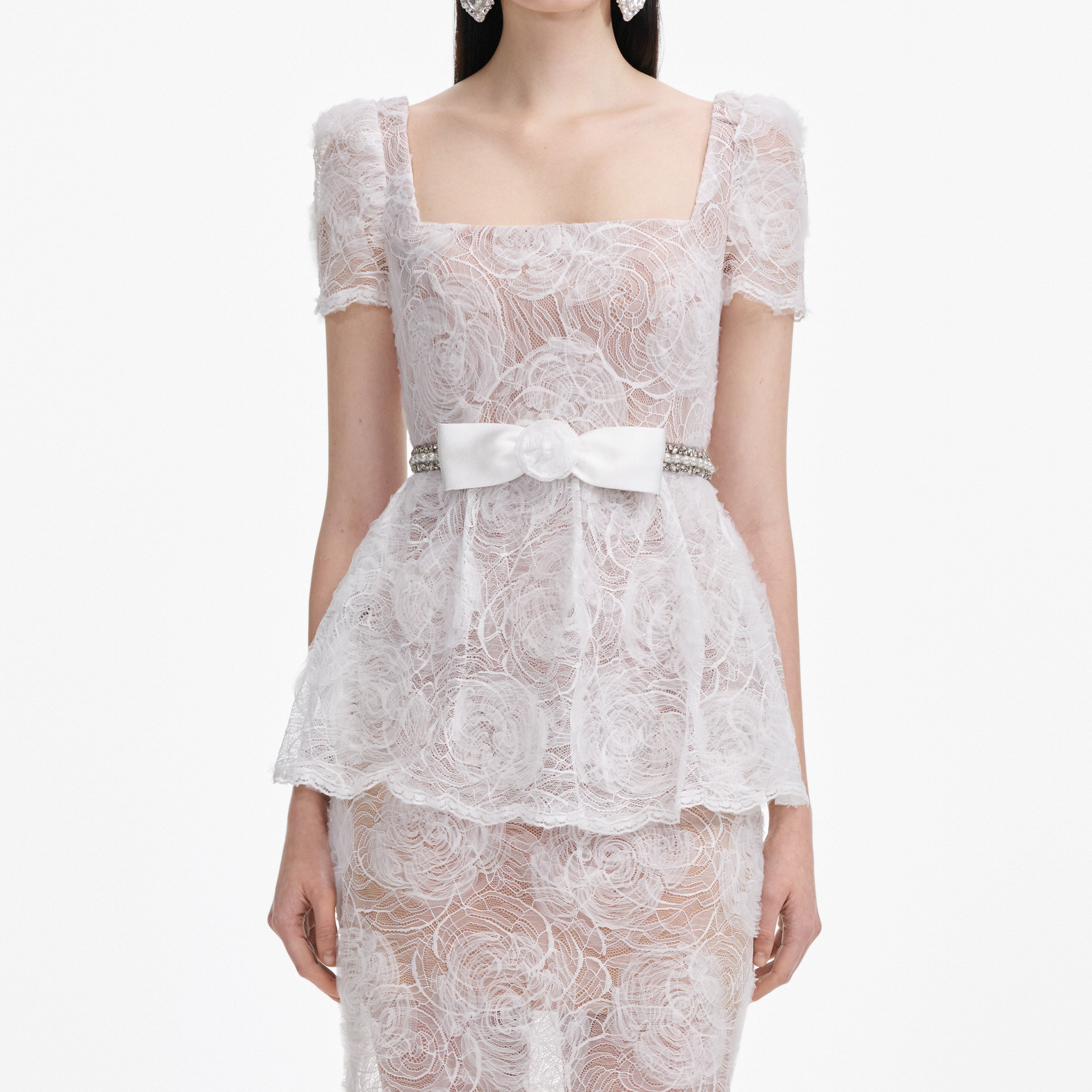 White Tulle Lace Maxi Dress