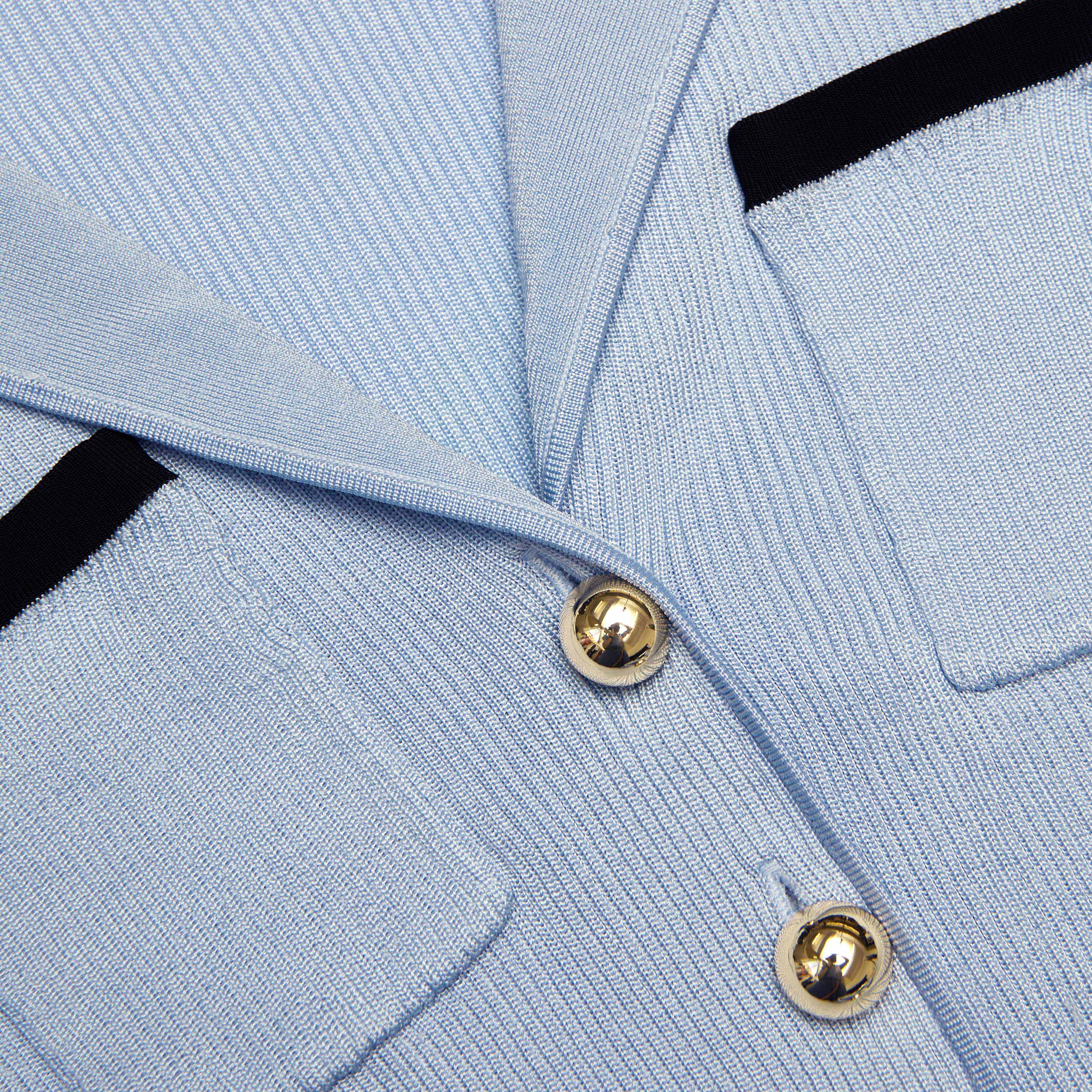 Blue Ribbed Viscose Knit Longline Top