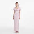 Pink Crepe Crystal Trim Maxi Dress
