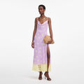 Lilac Floral Chiffon Midi Dress