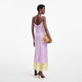 Lilac Floral Chiffon Midi Dress
