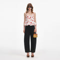 White Floral Plisse  Top