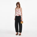 White Floral Plisse  Top