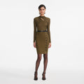 Khaki Cut Out Rib Knit Mini Dress