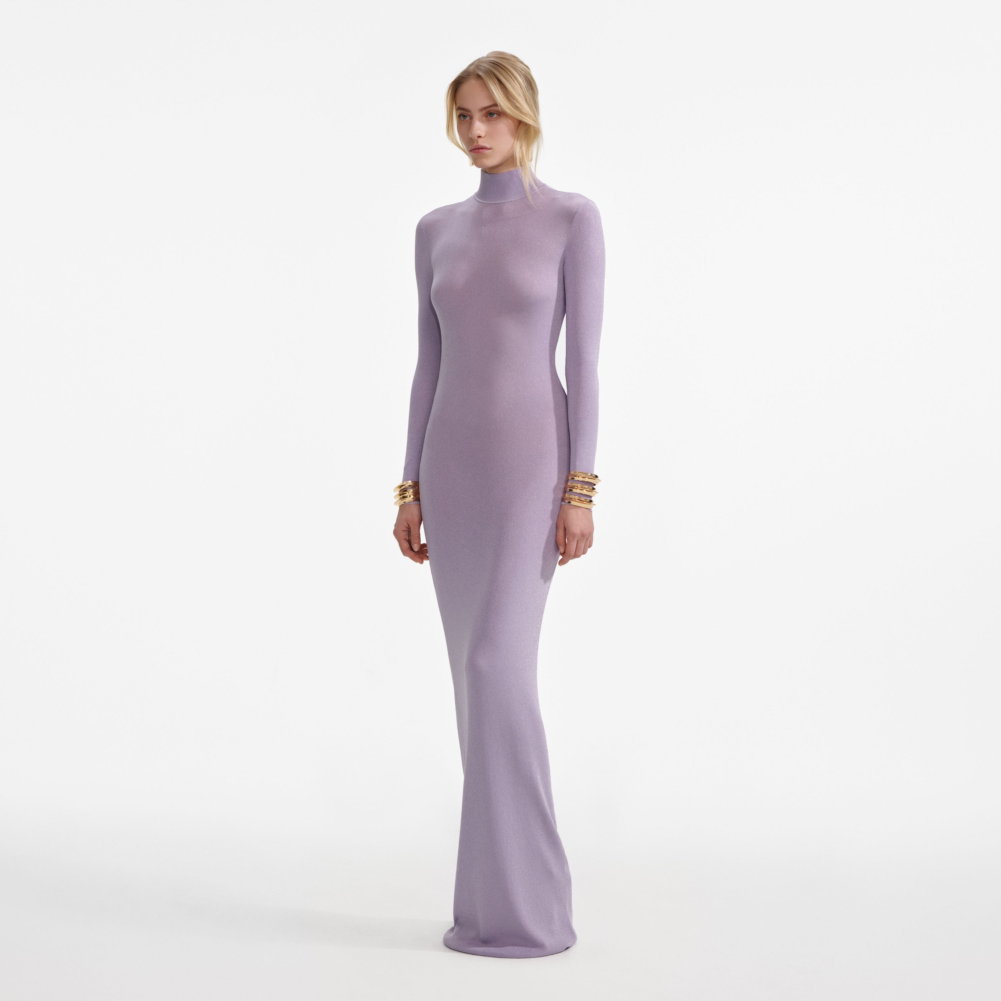 Lilac Viscose Knit Maxi Dress