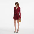Burgundy Pointelle Knit Mini Dress