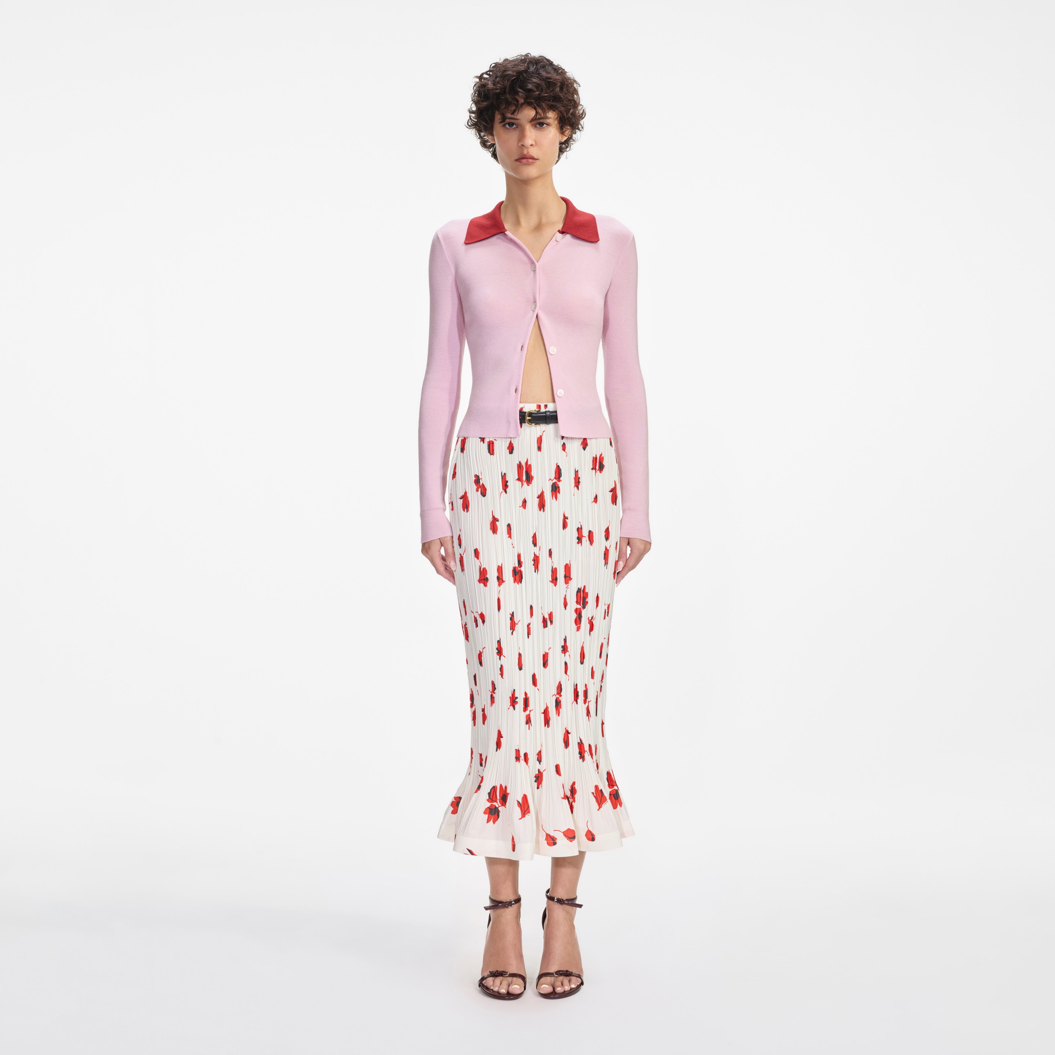 Pink Merino Wool Cardigan