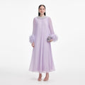 Lilac Chiffon Feather Midi Dress