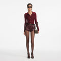 Burgundy Viscose Knit Bodysuit