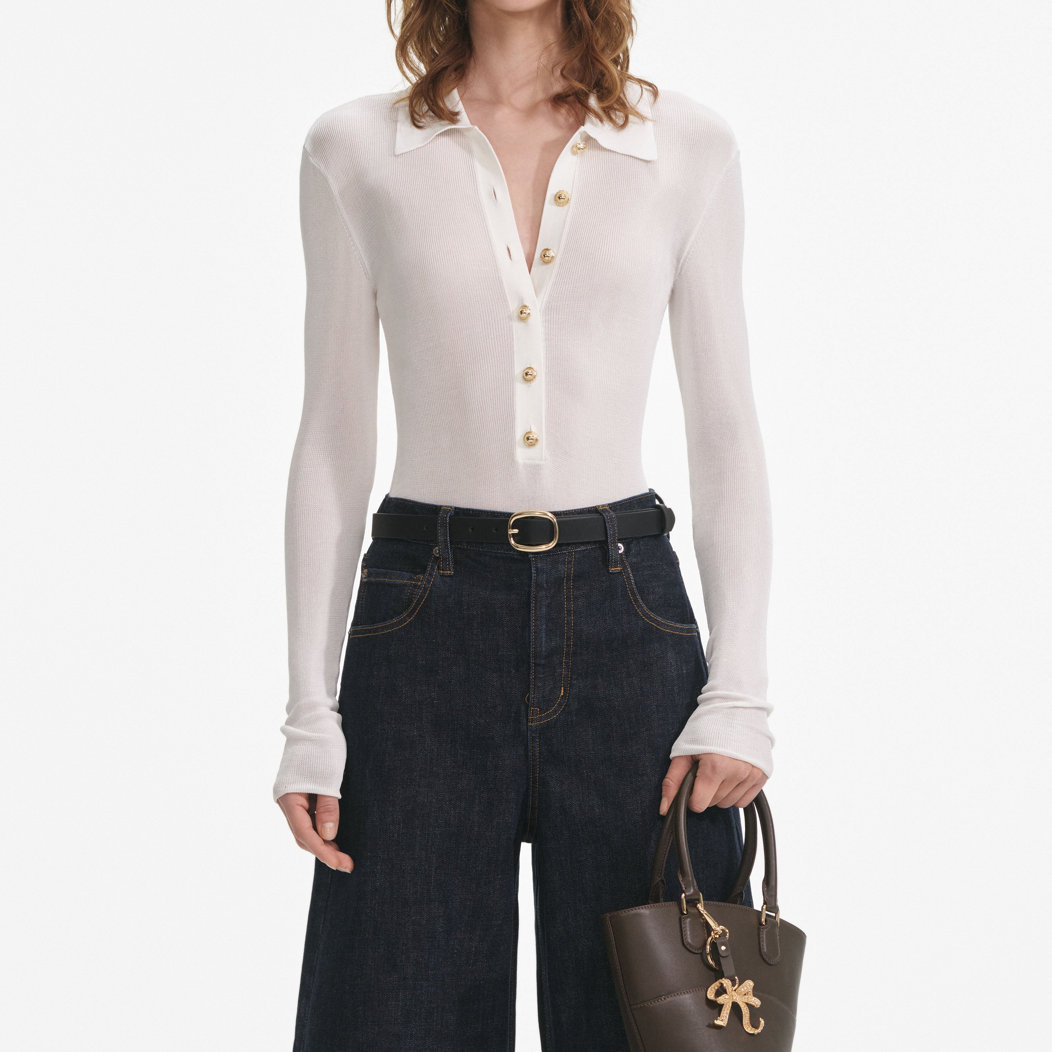 White Viscose Knit Bodysuit