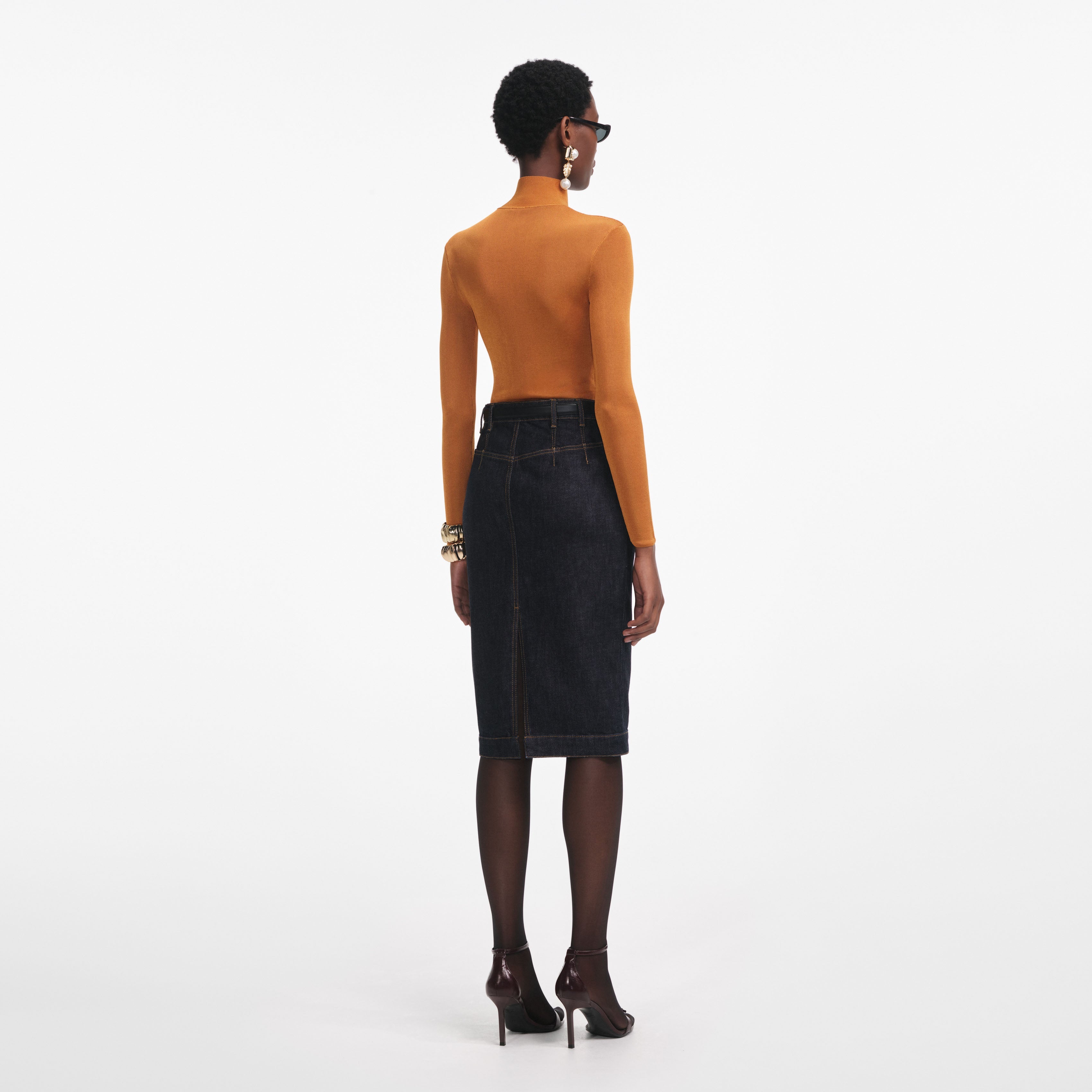 Burnt Orange Viscose Knit Top