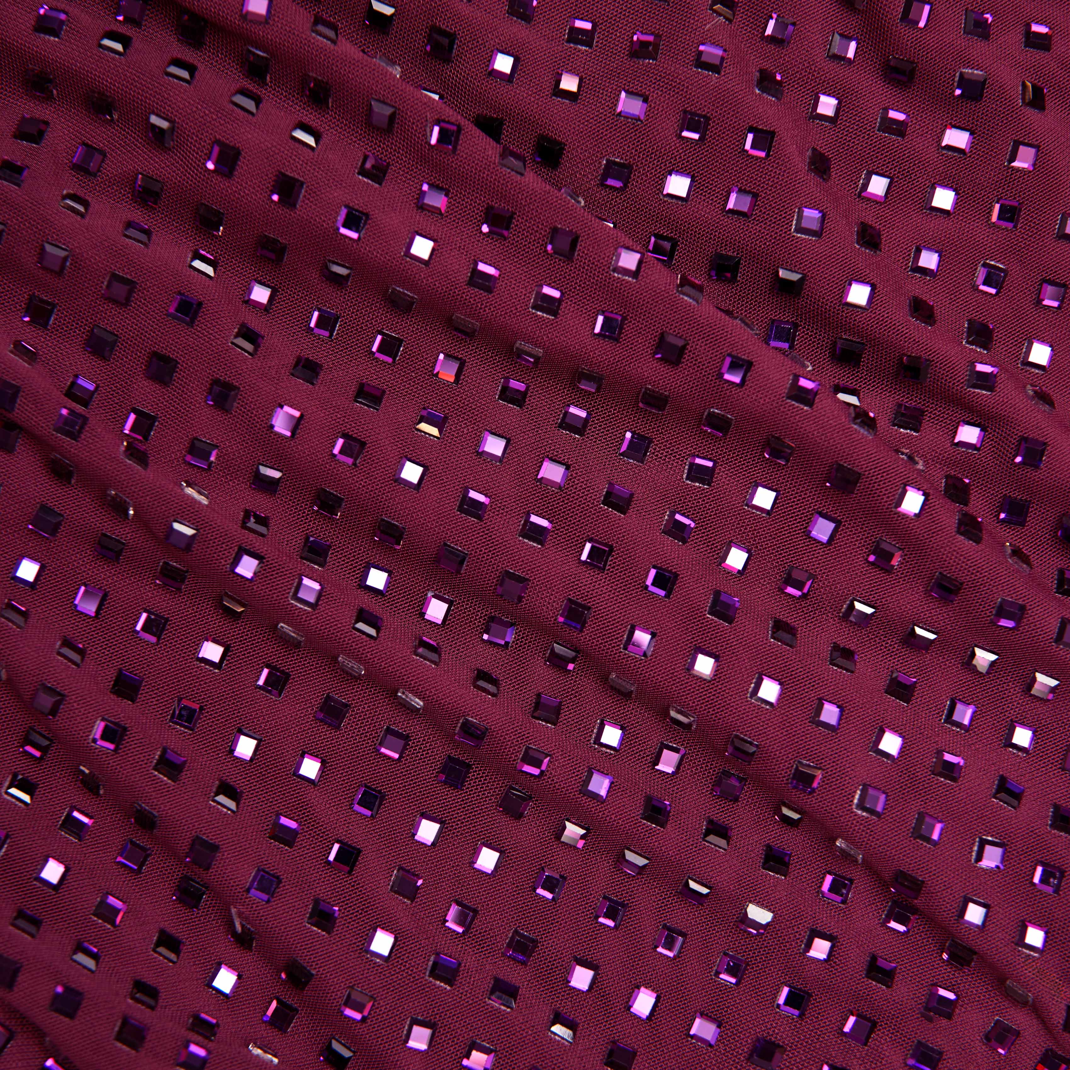 Burgundy Rhinestone Keyhole Maxi Dress