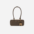 Brown Leather Shoulder Bag With Charm