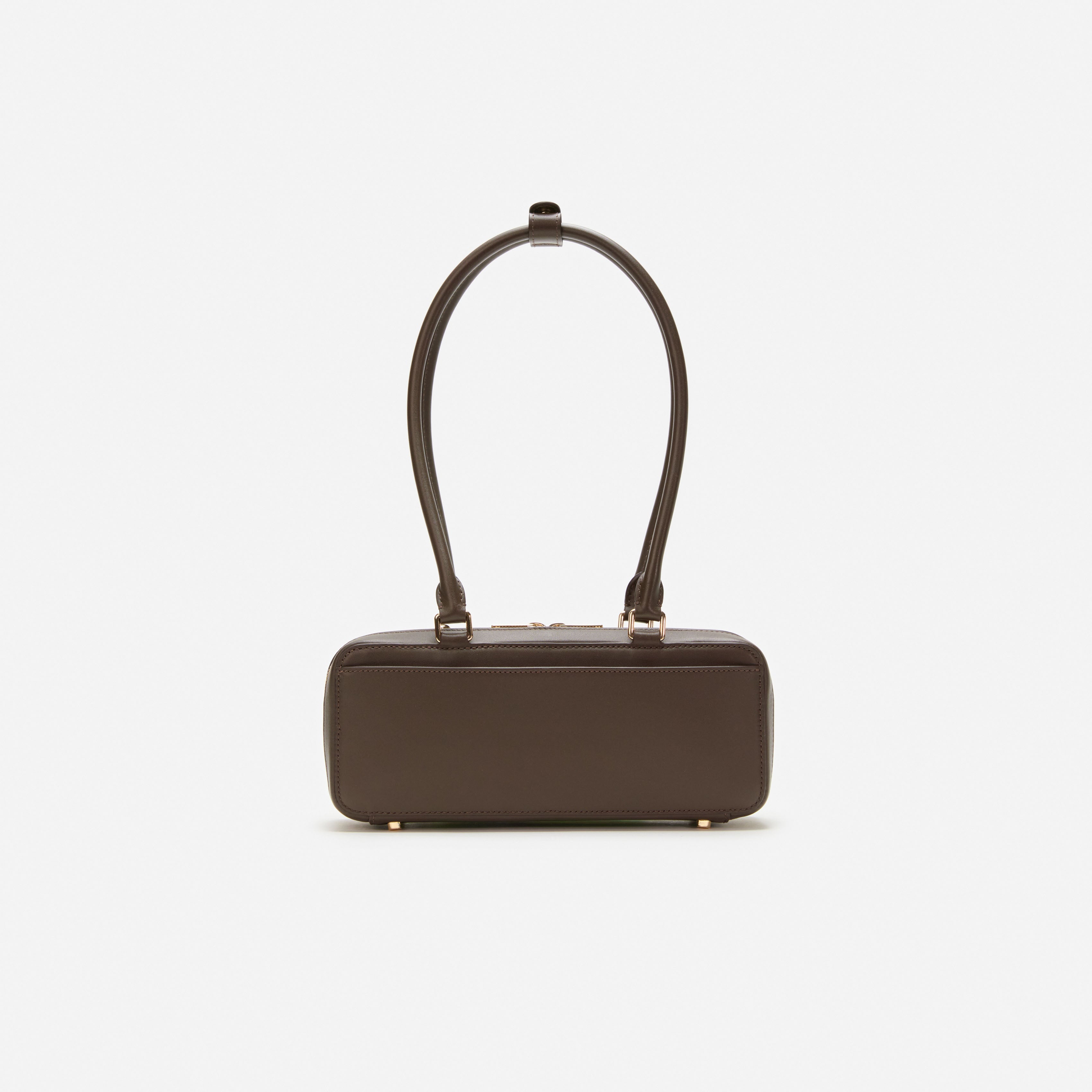 Brown Leather Shoulder Bag With Charm