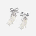 Crystal Bow Pearl Droplet Earrings