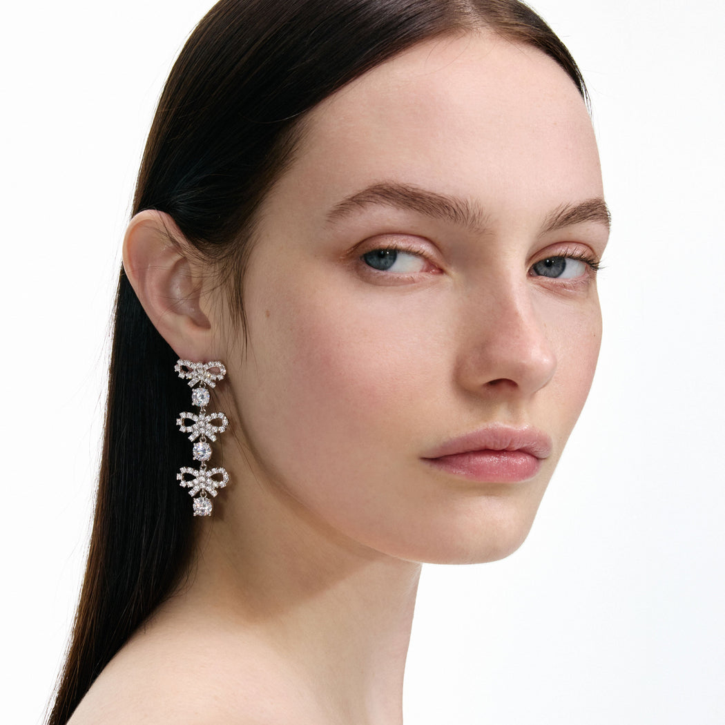 Micro Bow Crystal Tiered Earrings