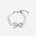 Double Pearl Bow Bracelet