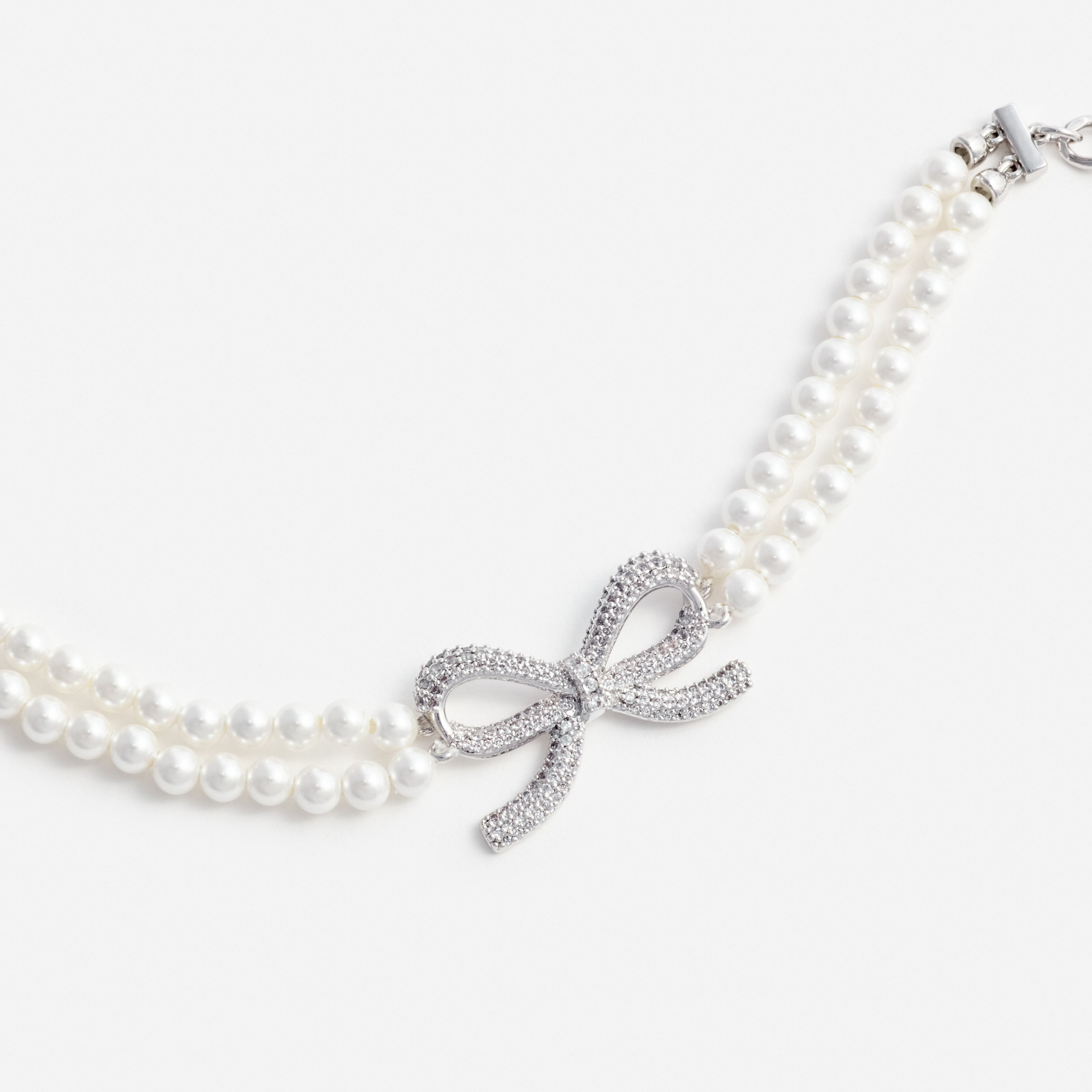 Double Pearl Bow Bracelet